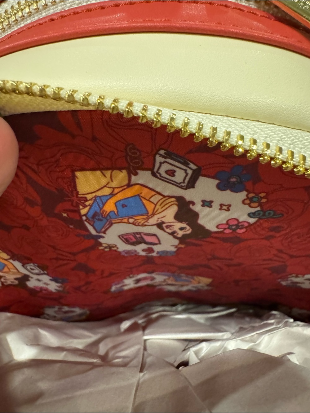 Loungefly Disney Belle Cream Floral Bookstack Mini Backpack - Picture 7 of 7